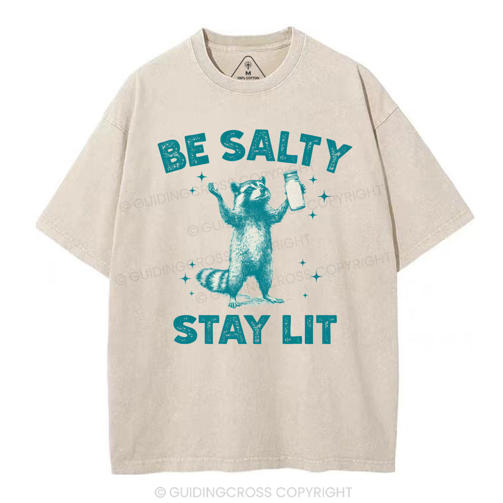 Be Salty Stay Lit Christian Washed T-Shirt