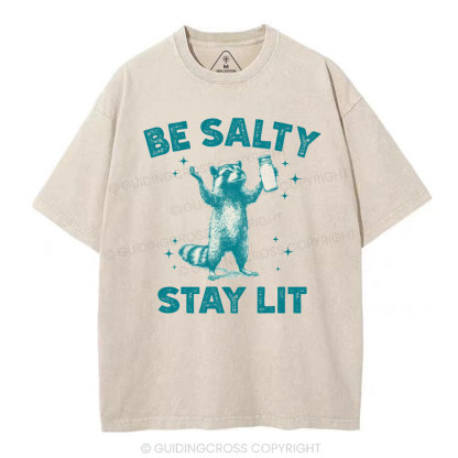 Be Salty Stay Lit Christian Washed T-Shirt