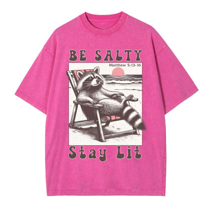 Be Salty Stay Lit Christian Washed T-Shirt