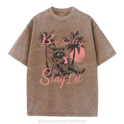 Be Salty Stay Lit Christian Washed T-Shirt