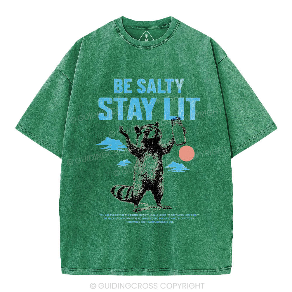 Be Salty Stay Lit Christian Washed T-Shirt