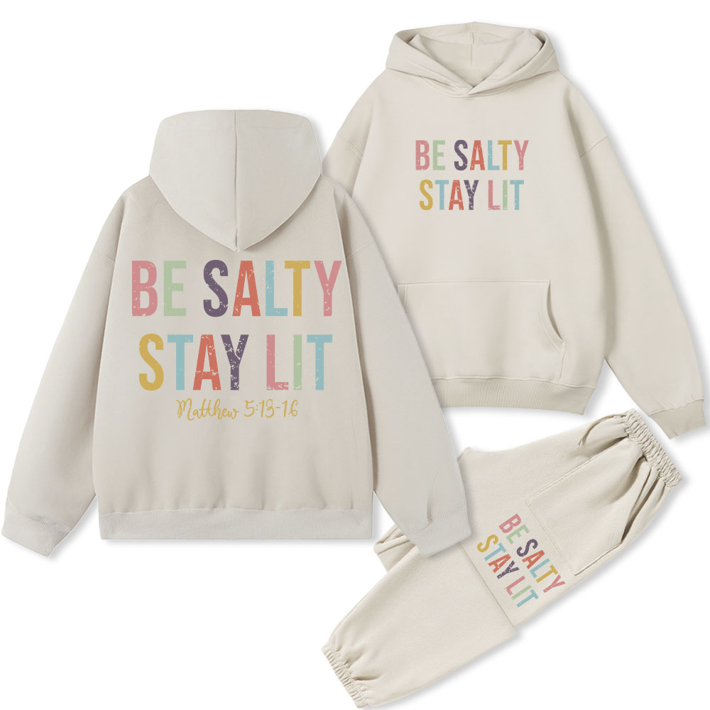 Be Salty Stay Lit Vintage Christian Fleece Hoodie Set