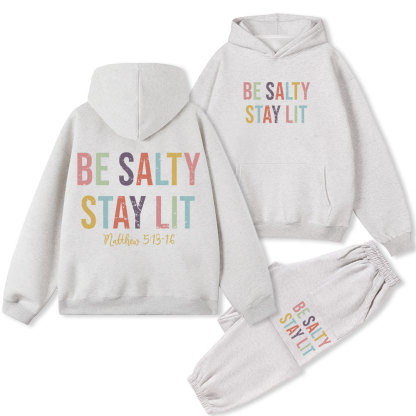 Be Salty Stay Lit Vintage Christian Fleece Hoodie Set