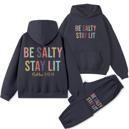 Be Salty Stay Lit Vintage Christian Fleece Hoodie Set
