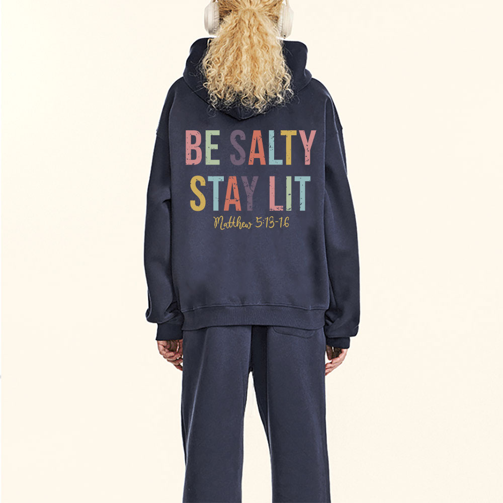 Be Salty Stay Lit Vintage Christian Fleece Hoodie Set