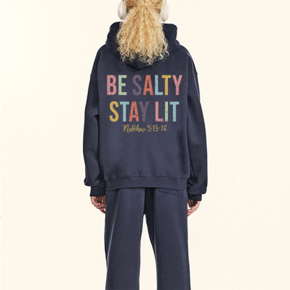 Be Salty Stay Lit Vintage Christian Fleece Hoodie Set