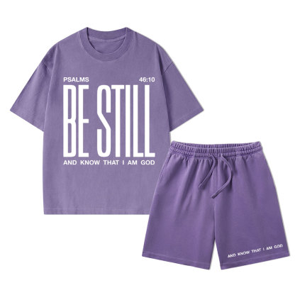 Be Still And I Know Christian Washed T-Shirt & Shorts