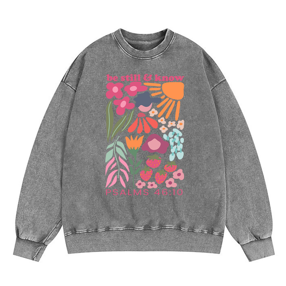 Be Still And Know Boho Christian Washed Sweatshirt