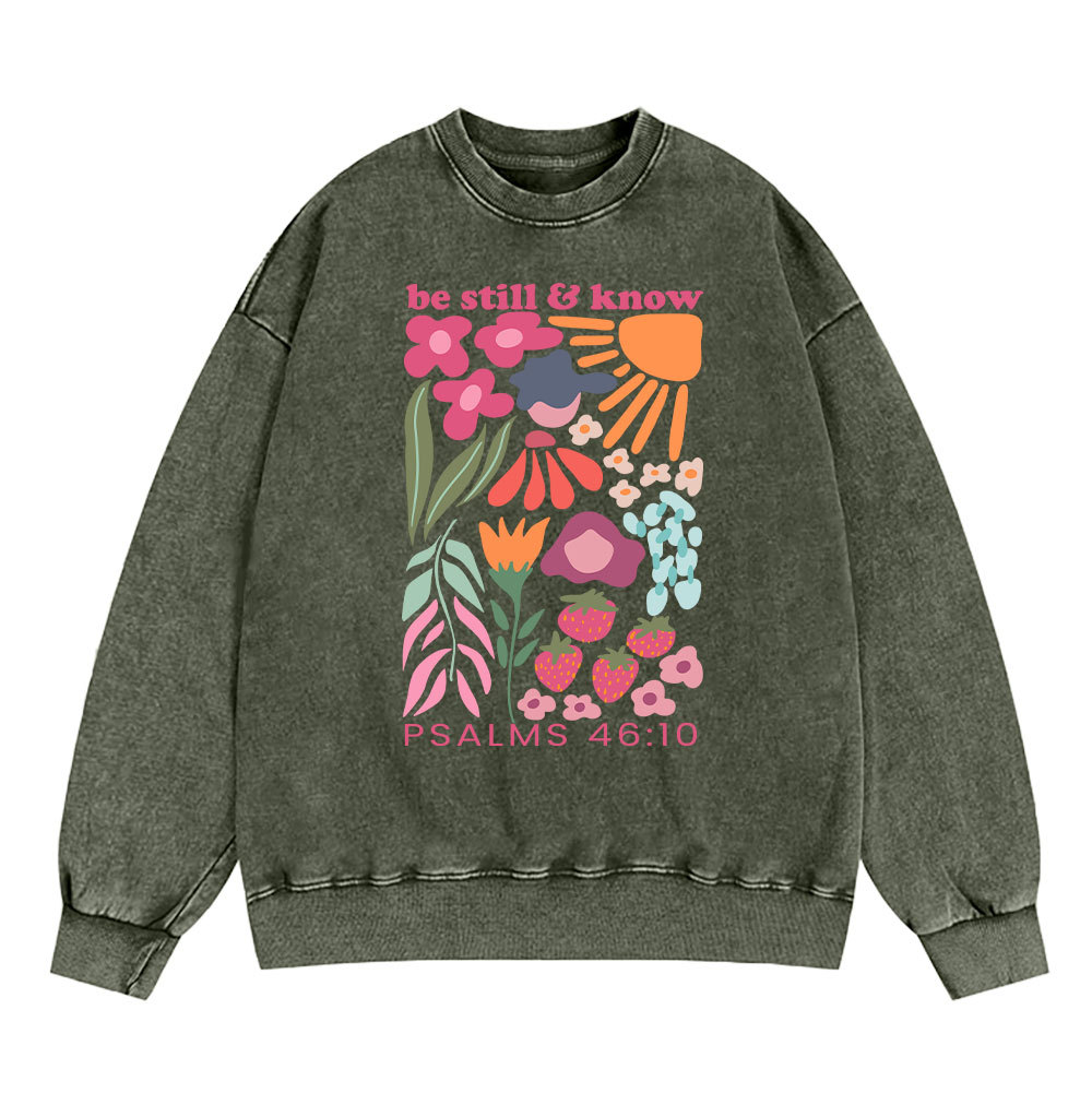 Be Still And Know Boho Christian Washed Sweatshirt