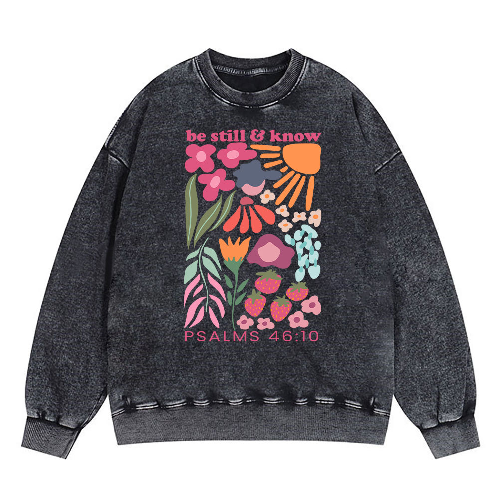 Be Still And Know Boho Christian Washed Sweatshirt