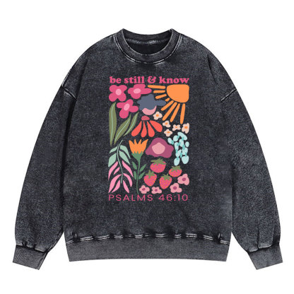 Be Still And Know Boho Christian Washed Sweatshirt