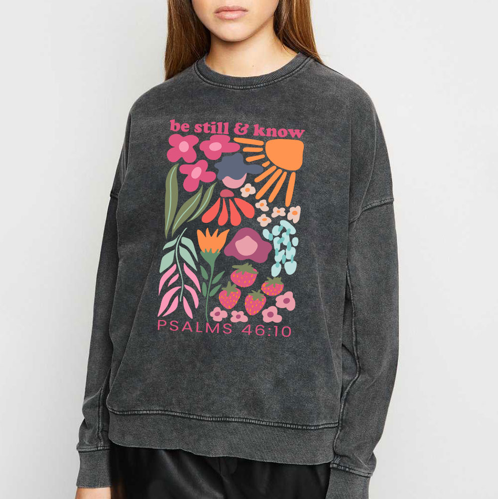 Be Still And Know Boho Christian Washed Sweatshirt