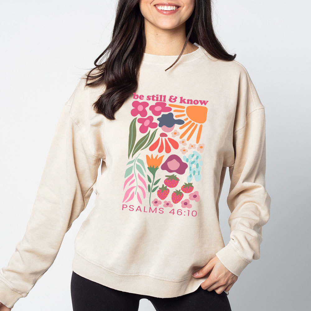 Be Still And Know Boho Christian Washed Sweatshirt