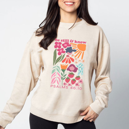 Be Still And Know Boho Christian Washed Sweatshirt