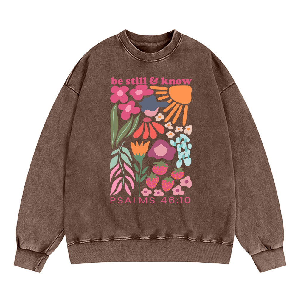 Be Still And Know Boho Christian Washed Sweatshirt