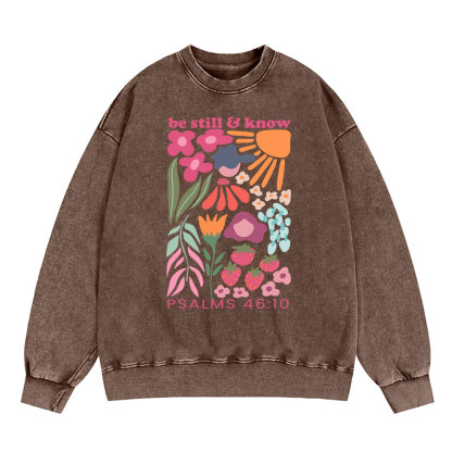 Be Still And Know Boho Christian Washed Sweatshirt