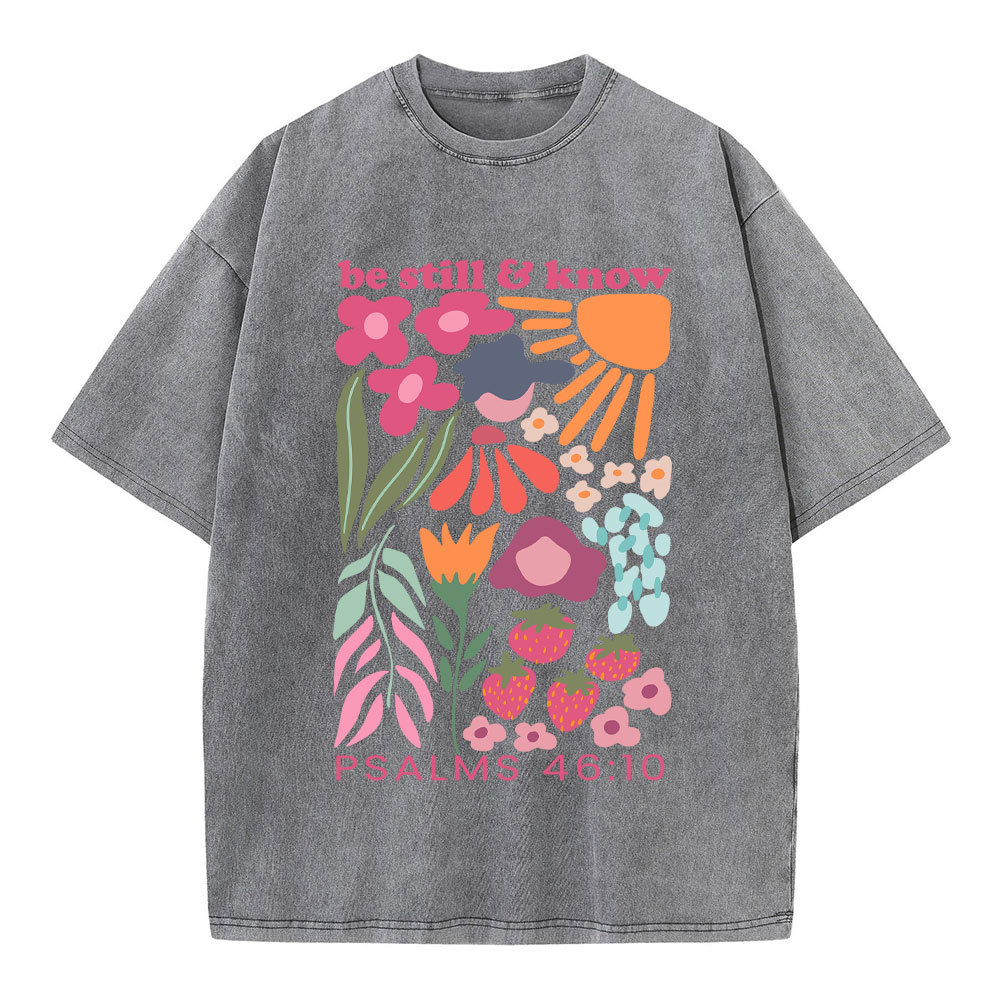 Be Still And Know Boho Christian Washed T-Shirt