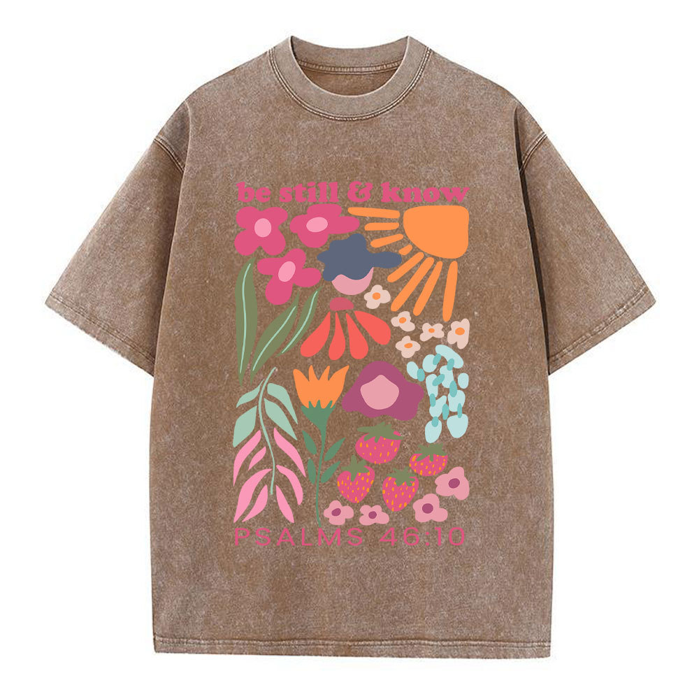 Be Still And Know Boho Christian Washed T-Shirt