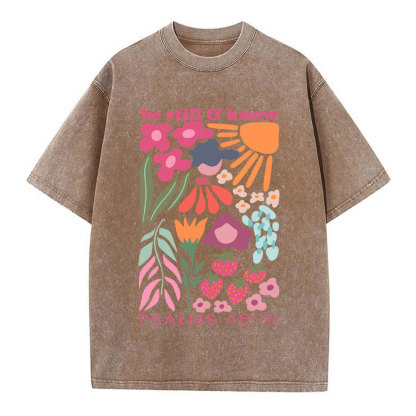 Be Still And Know Boho Christian Washed T-Shirt