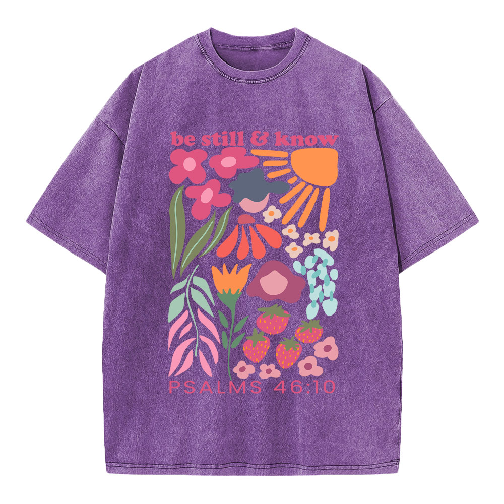 Be Still And Know Boho Christian Washed T-Shirt