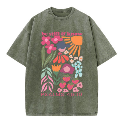 Be Still And Know Boho Christian Washed T-Shirt