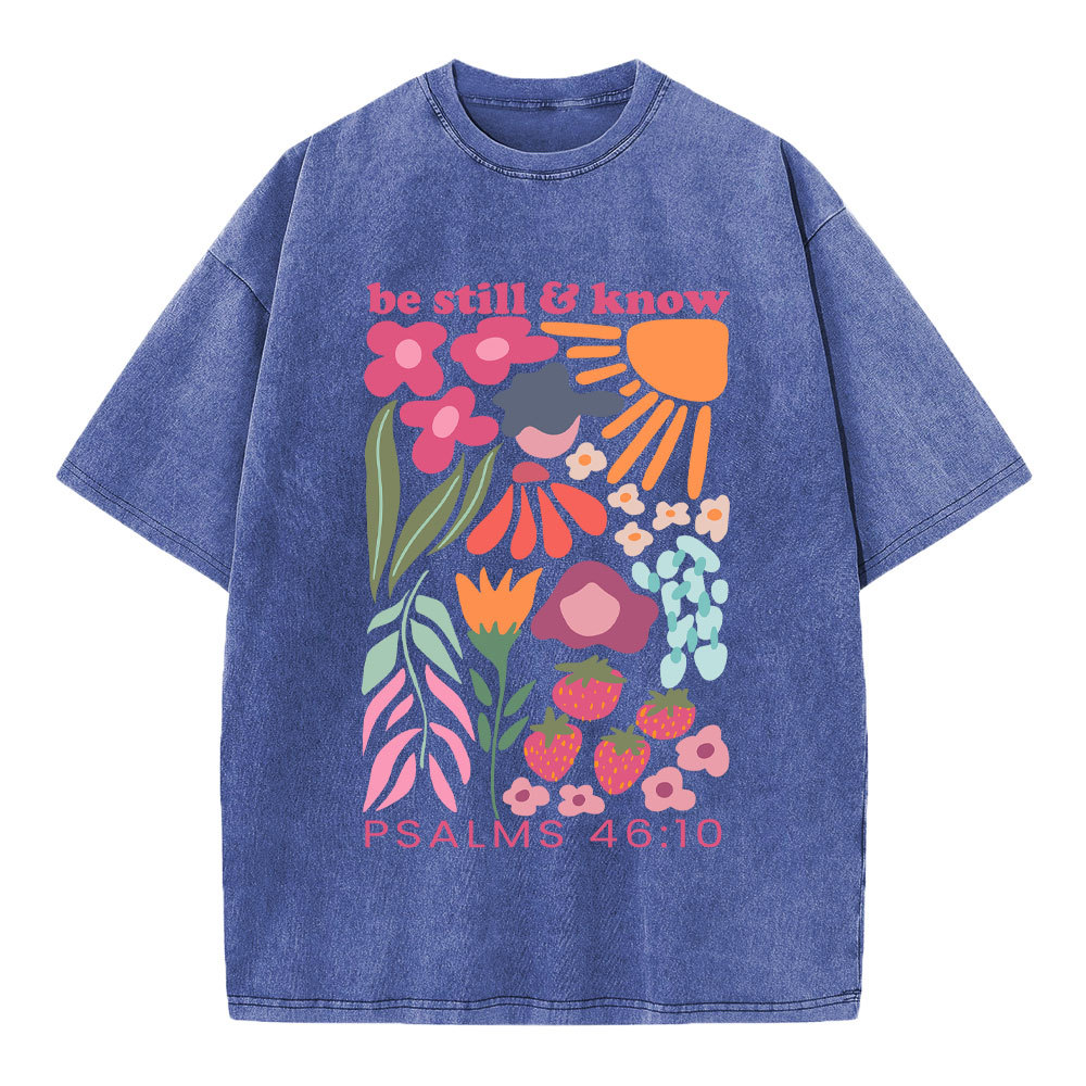 Be Still And Know Boho Christian Washed T-Shirt
