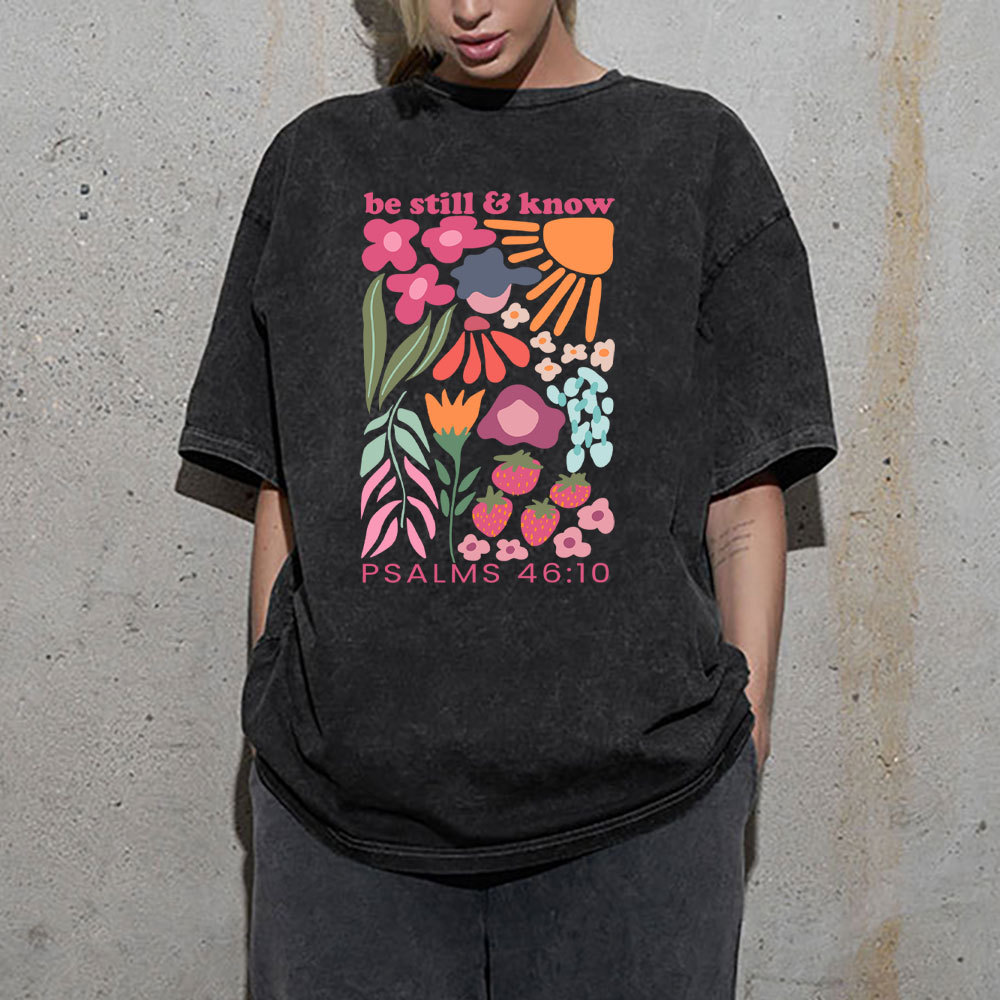 Be Still And Know Boho Christian Washed T-Shirt