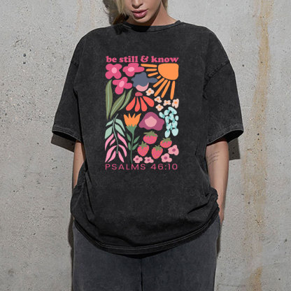 Be Still And Know Boho Christian Washed T-Shirt