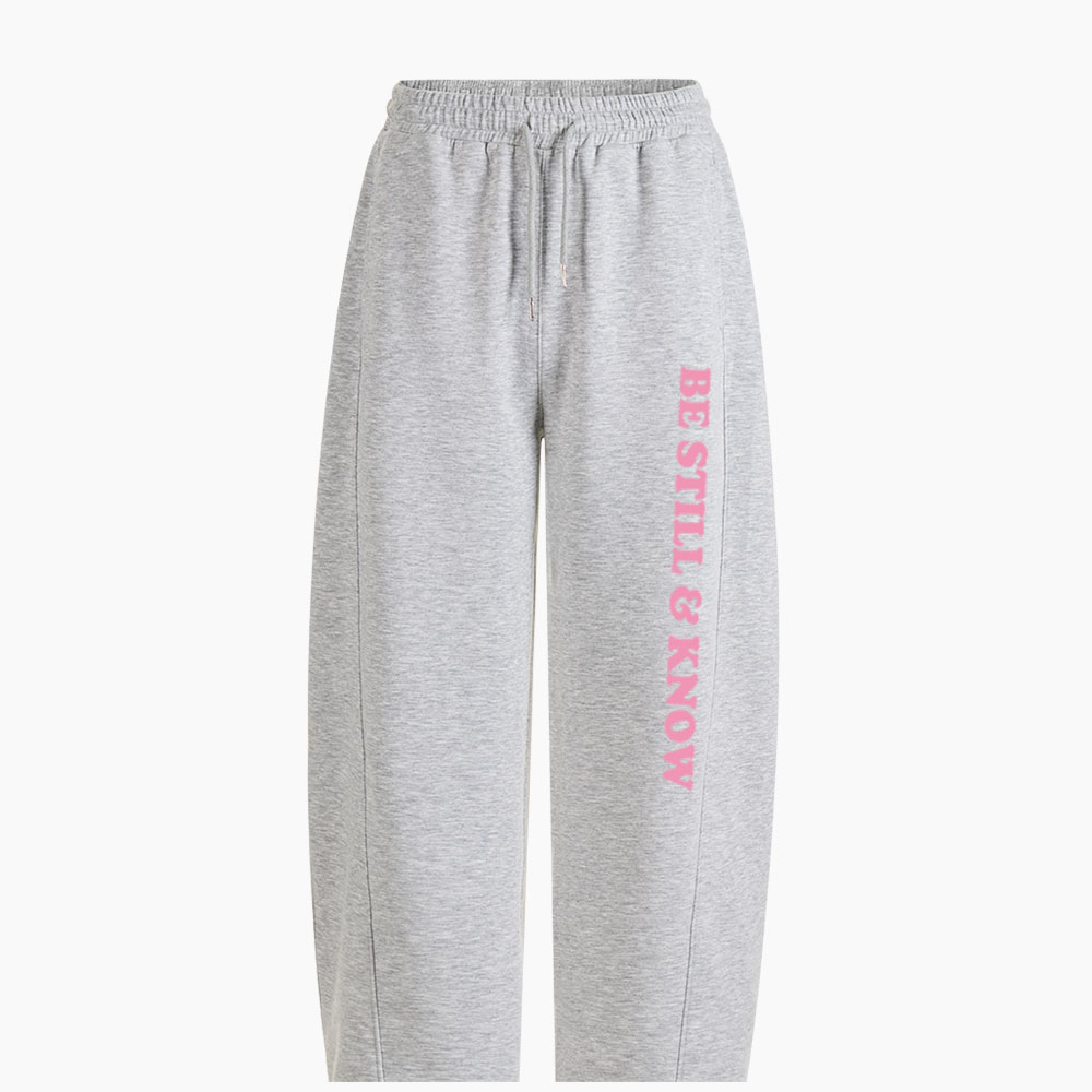 Be Still And Know Christian Minimalist Knit Barrel Sweatpants