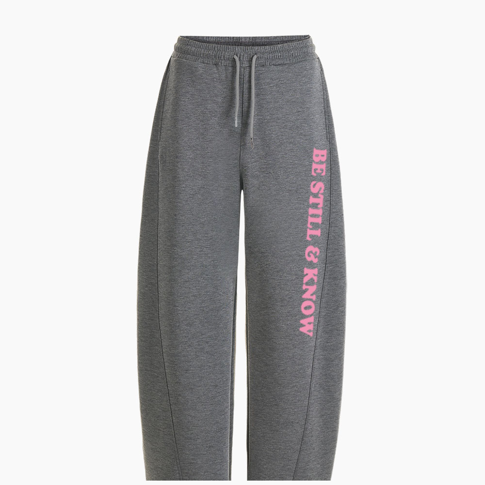 Be Still And Know Christian Minimalist Knit Barrel Sweatpants