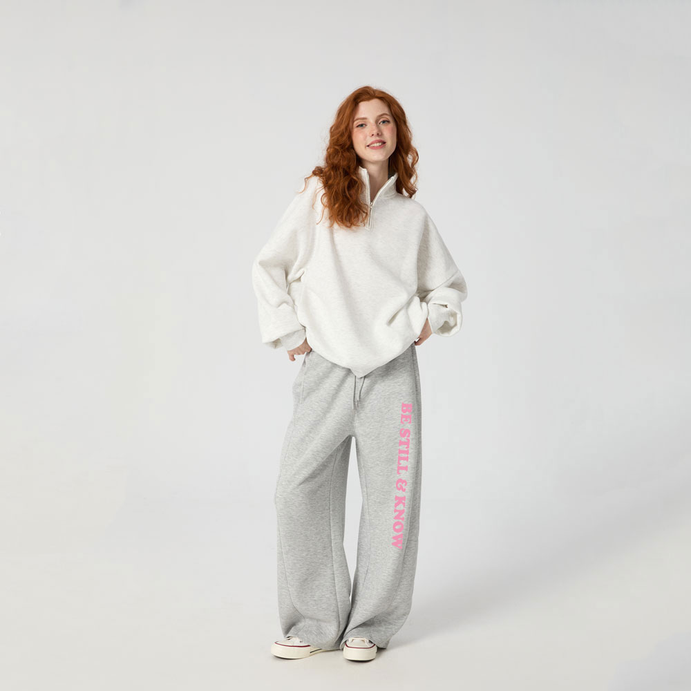 Be Still And Know Christian Minimalist Knit Barrel Sweatpants