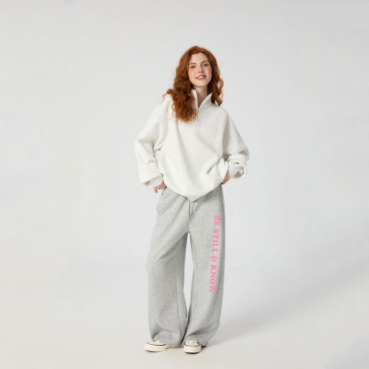 Be Still And Know Christian Minimalist Knit Barrel Sweatpants