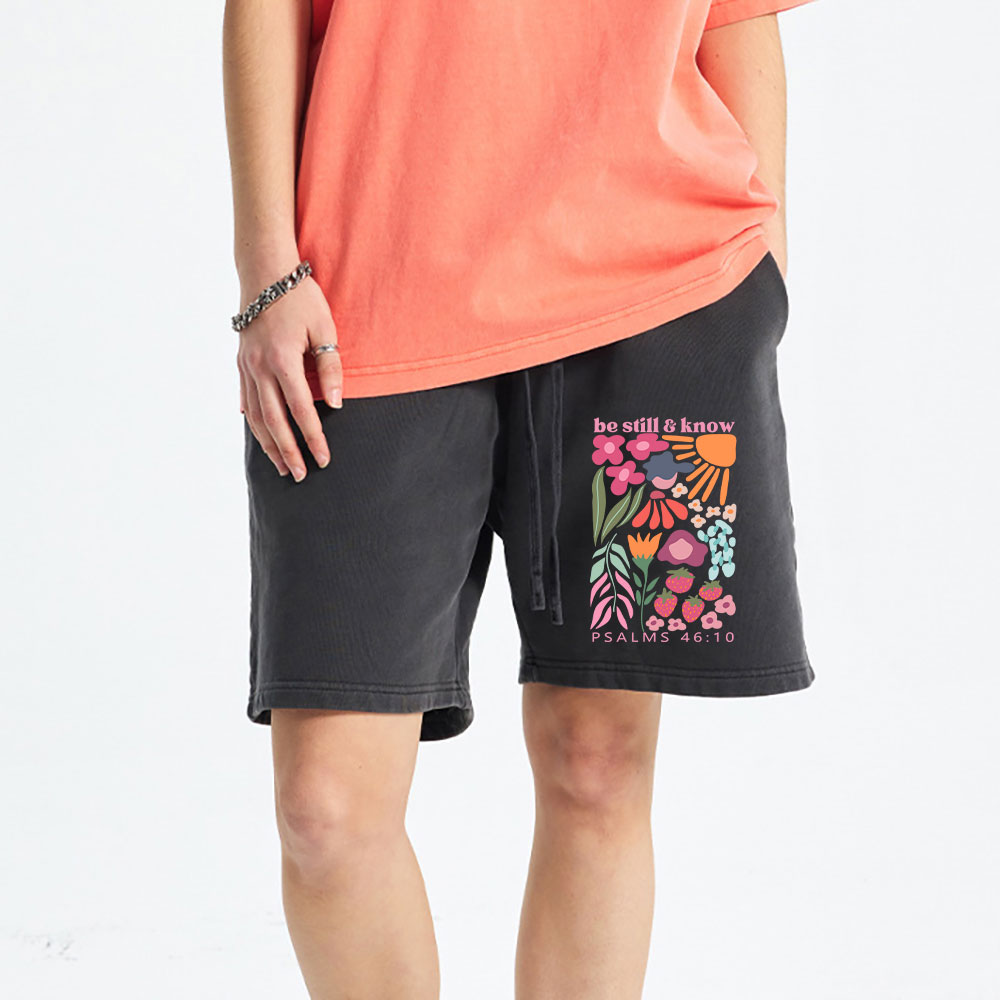 Be Still And Know Christian Washed Shorts