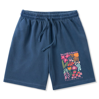 Be Still And Know Christian Washed Shorts
