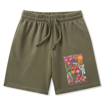 Be Still And Know Christian Washed Shorts