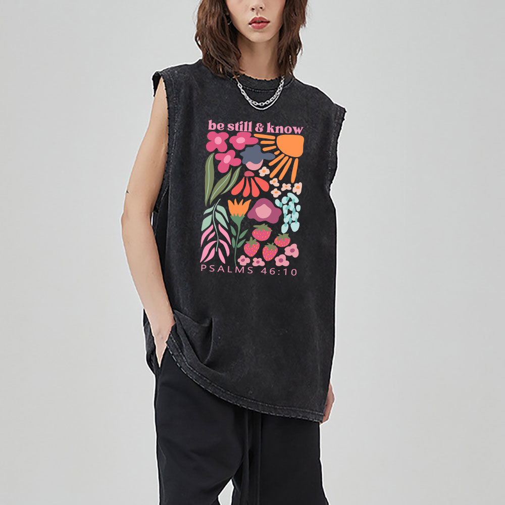 Be Still And Know Christian Washed Sleeveless Tee