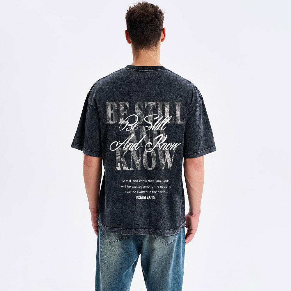 Be Still And Know Christian Washed T-Shirt