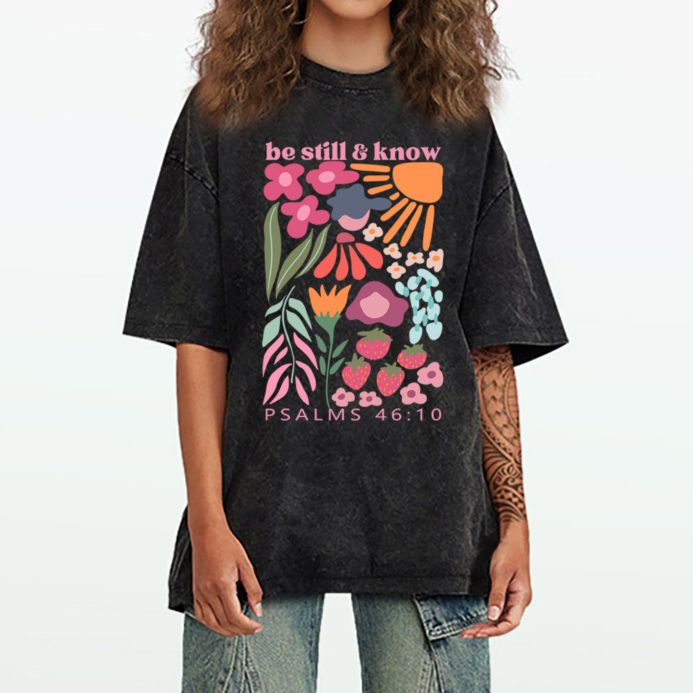 Be Still And Know Christian Washed T-Shirt