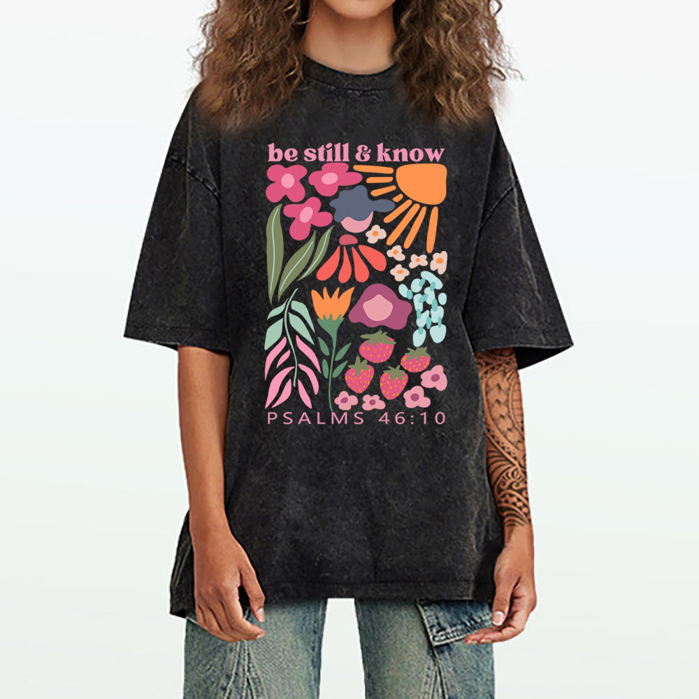 Be Still And Know Christian Washed T-Shirt