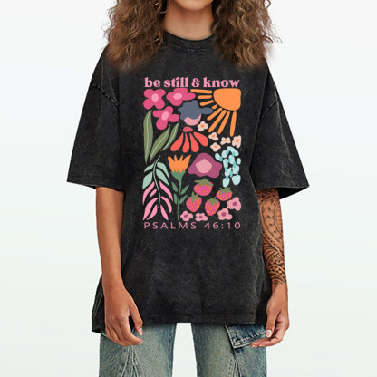 Be Still And Know Christian Washed T-Shirt
