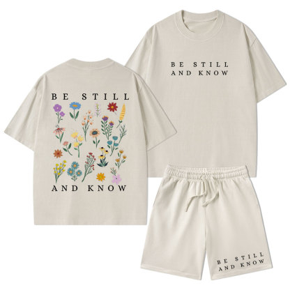 Be Still And Know Christian Washed T-Shirt & Shorts
