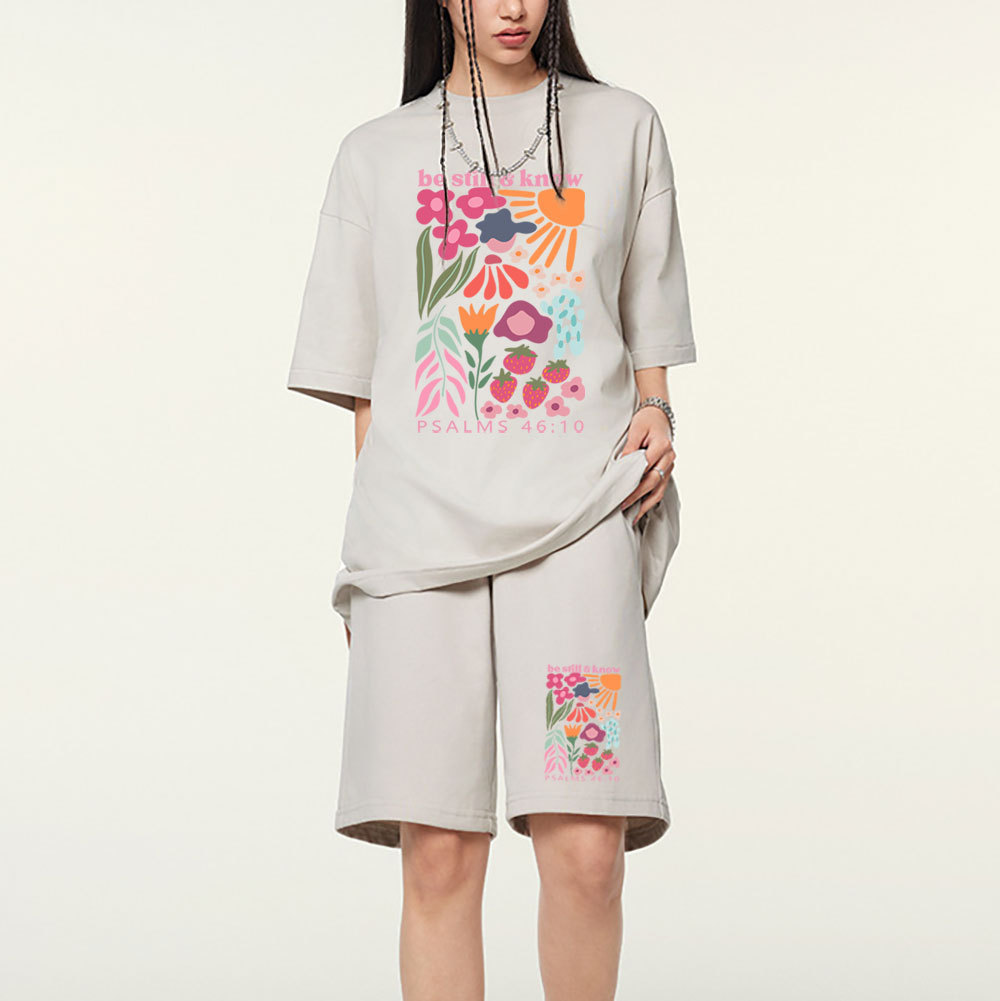 Be Still And Know Christian Washed T-Shirt & Shorts