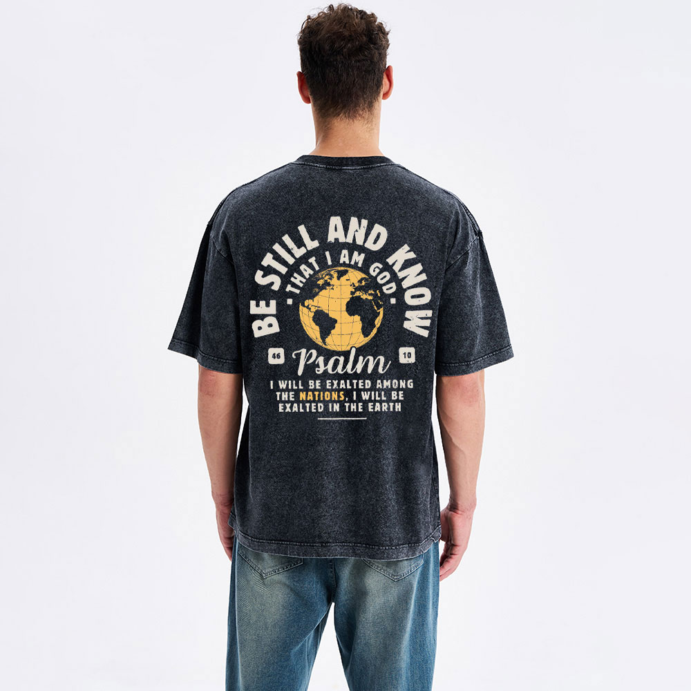 Be Still And Know Christian Washed T-Shirt