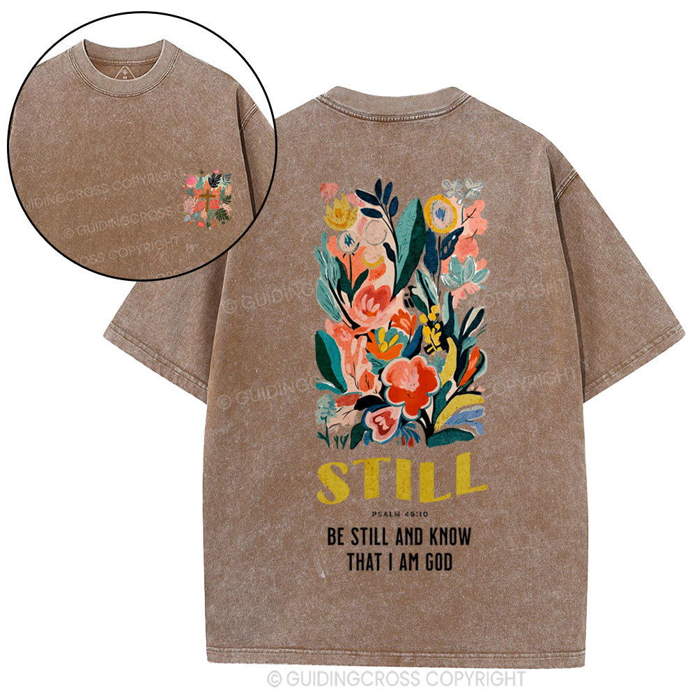 Be Still And Know Christian Washed T-Shirt