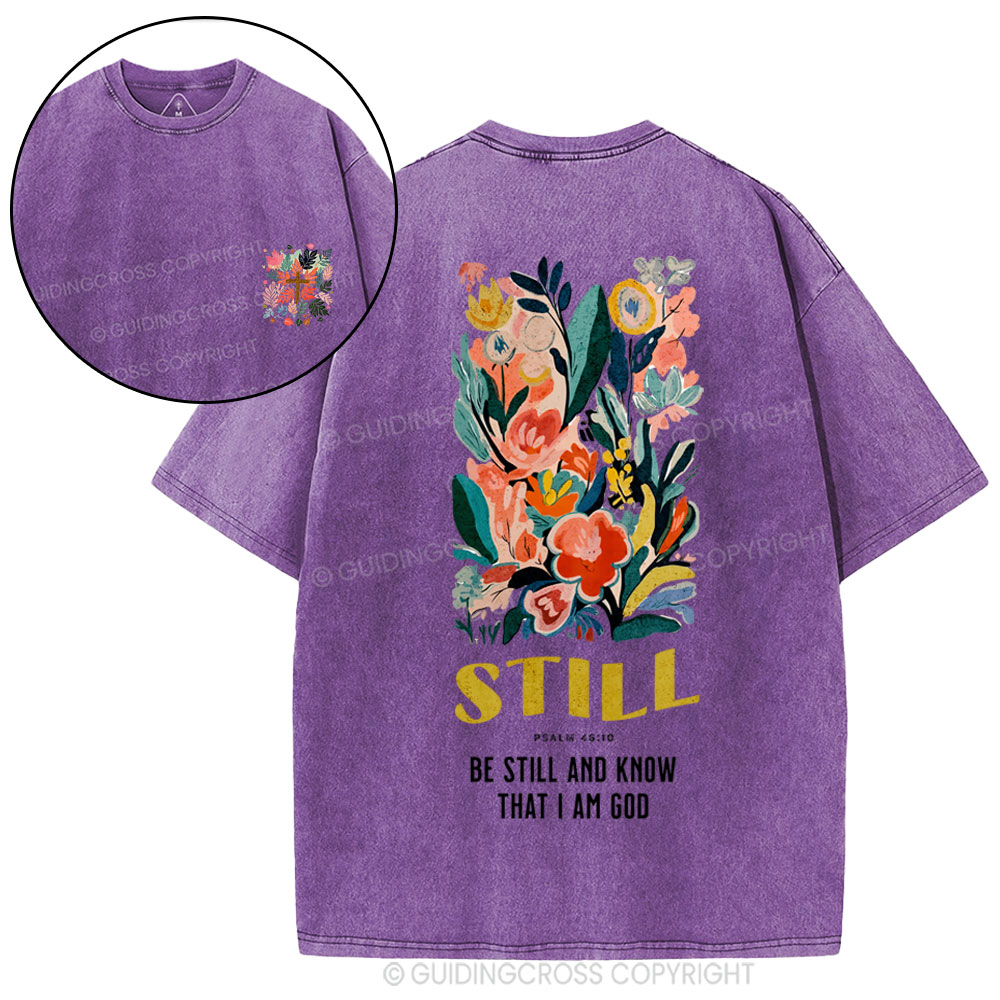 Be Still And Know Christian Washed T-Shirt