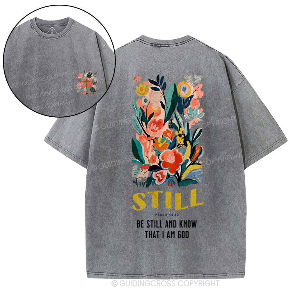 Be Still And Know Christian Washed T-Shirt