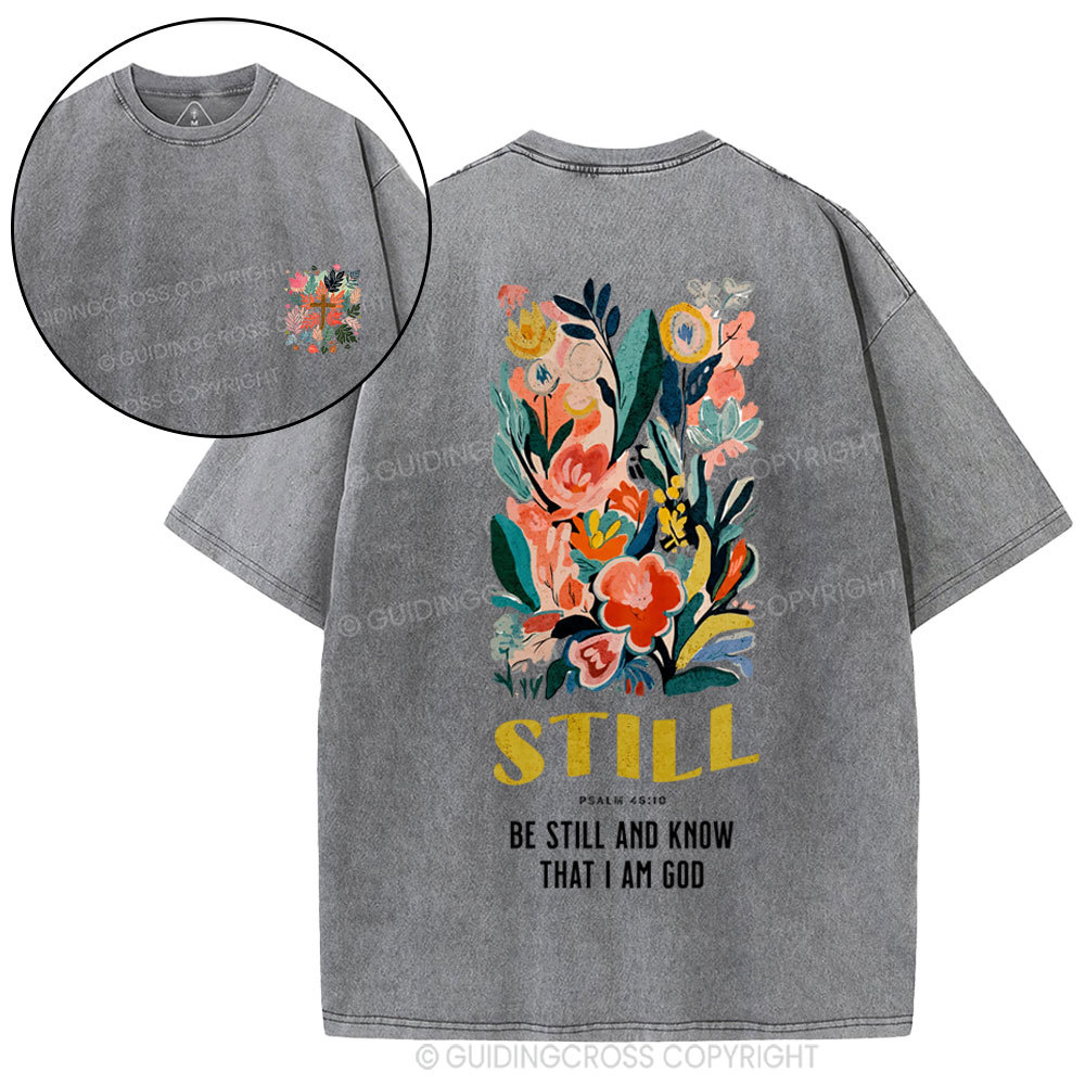 Be Still And Know Christian Washed T-Shirt