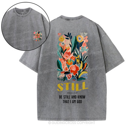 Be Still And Know Christian Washed T-Shirt