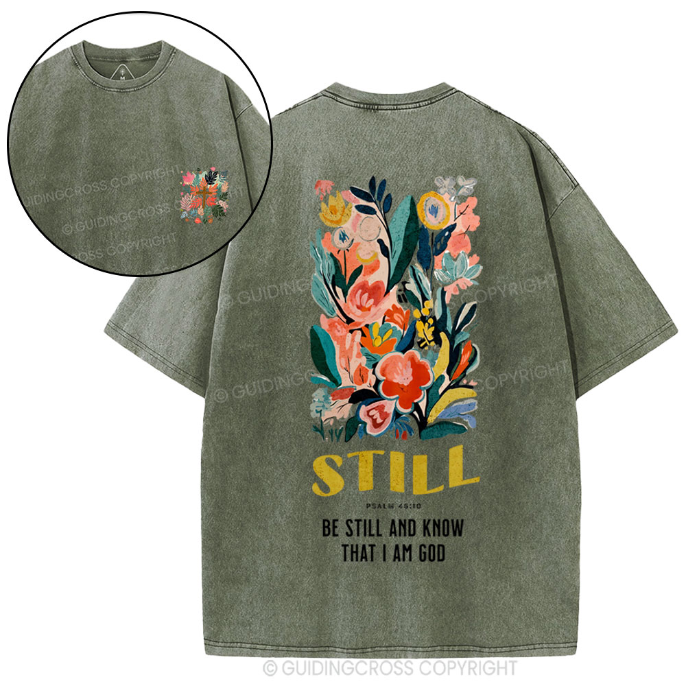 Be Still And Know Christian Washed T-Shirt