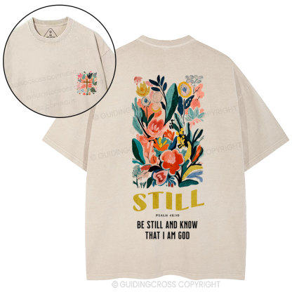 Be Still And Know Christian Washed T-Shirt
